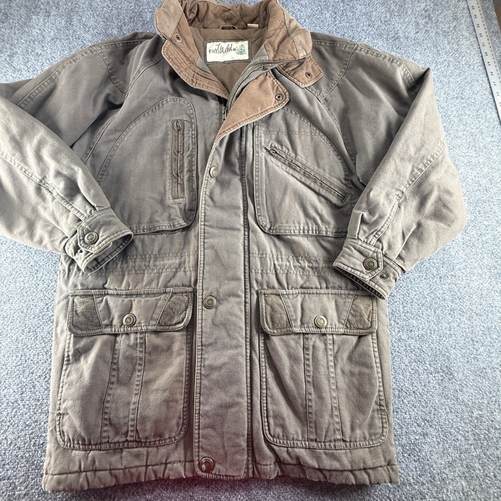 Fieldmaster Mens Canvas Barn Coat Olive Brown Quilted Lining Jacket Small